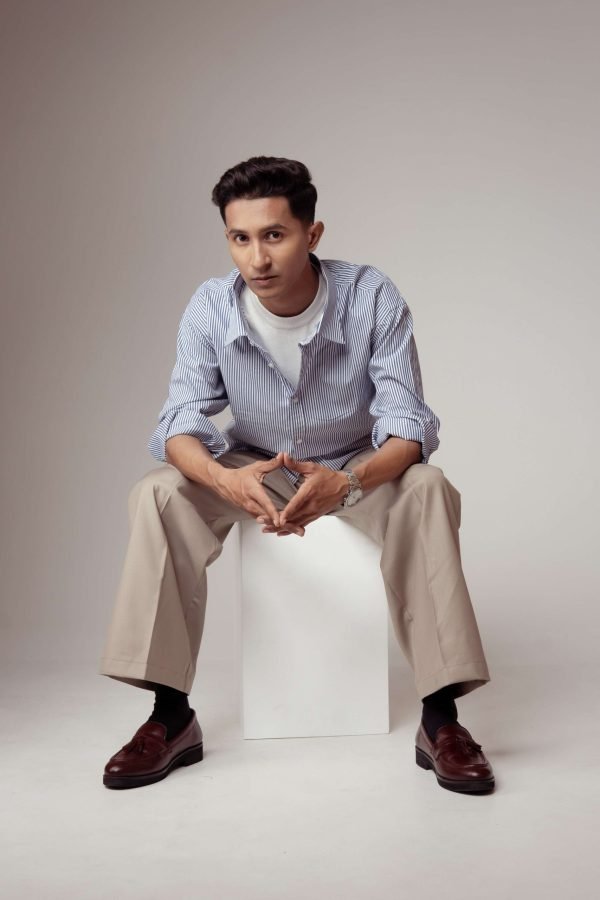 Beige Pleated Trousers